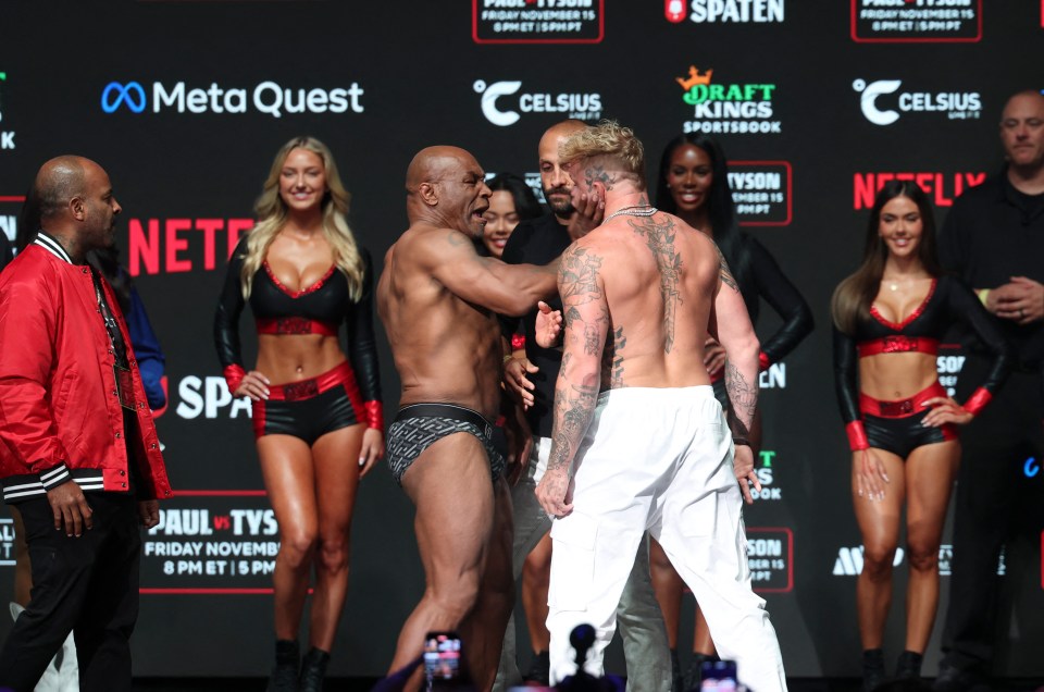 Mike Tyson slapped Jake Paul when the pair met for the final time ahead of their fight