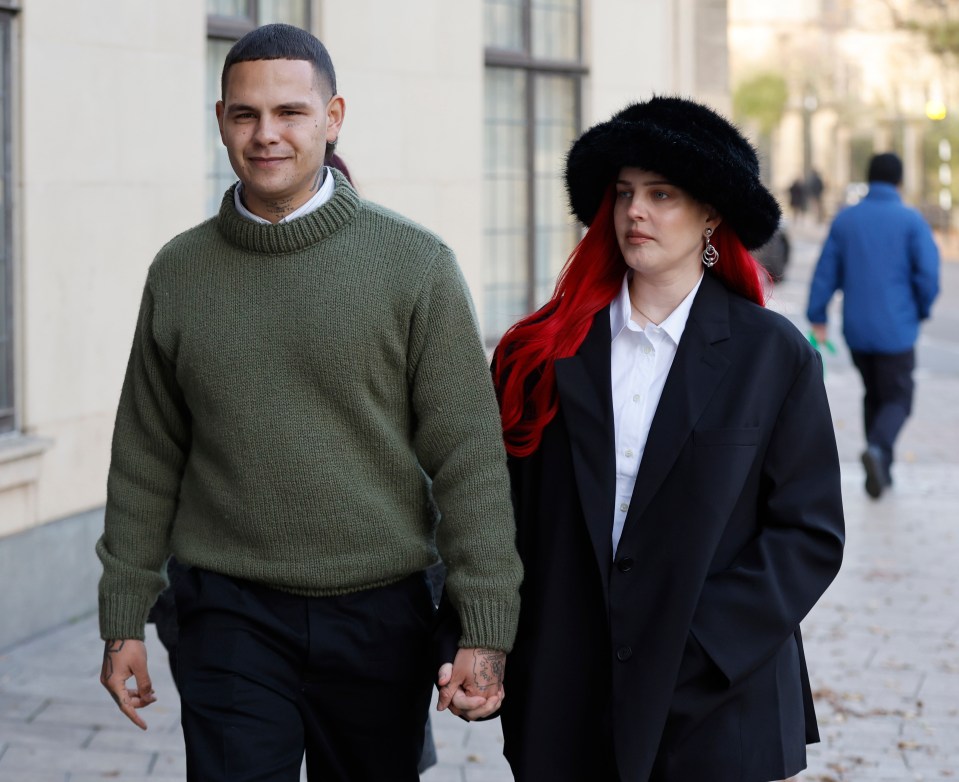 Rapper Slowthai has arrived at court with his popstar wife Anne-Marie