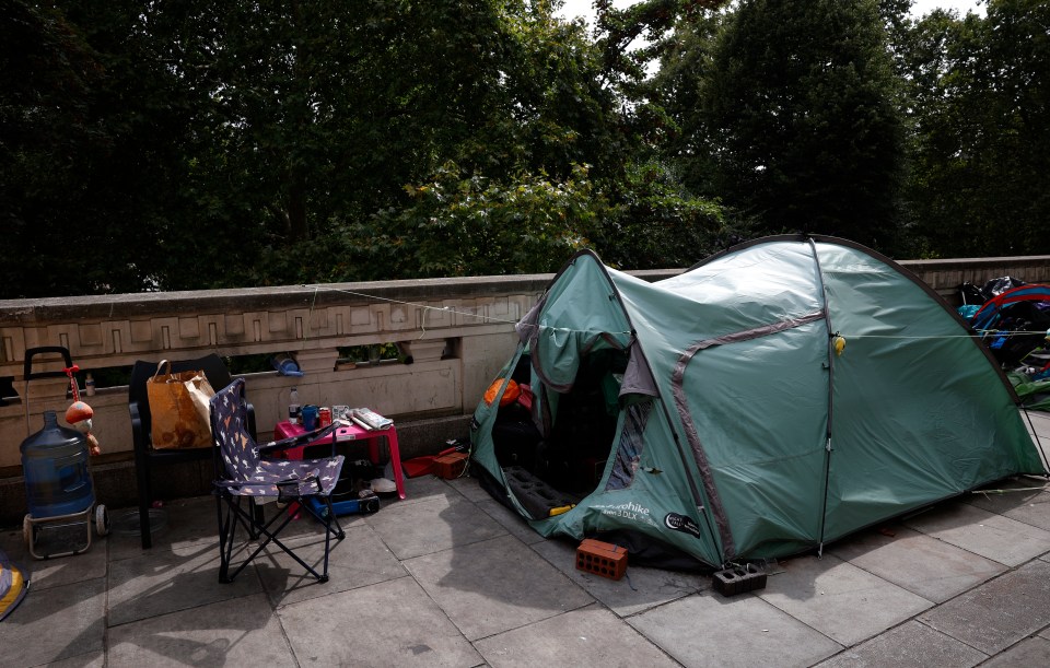 Tents outside the Adelphi building in London, Britain 04 October 2024. Facundo Arrizabalaga/MyLondon