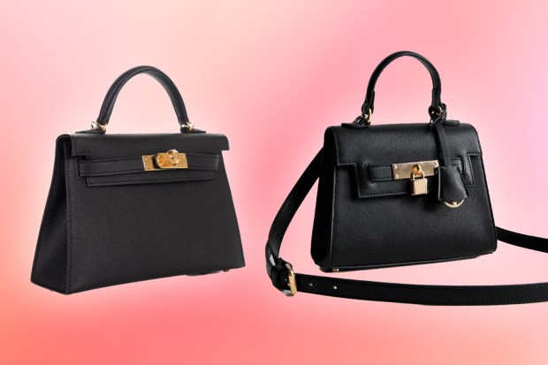 a black purse with a gold padlock on it