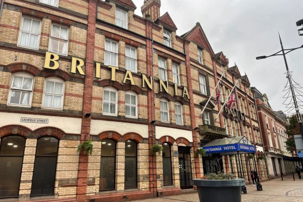 a brick building with the word britannia on it