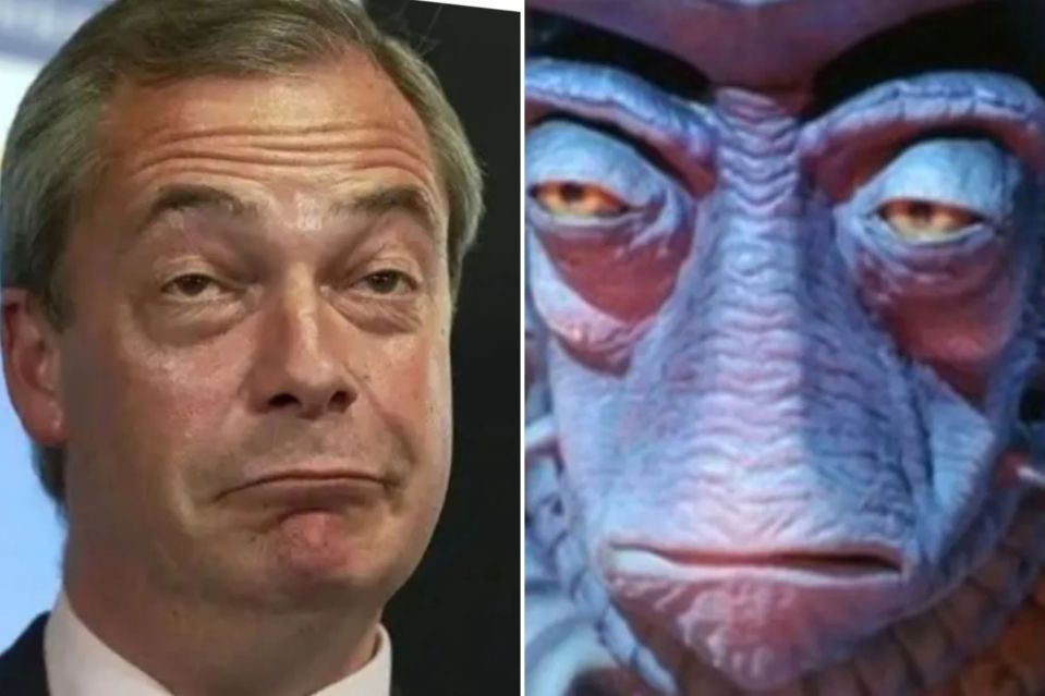 Nigel Farage, left, and Pilot from Farscape