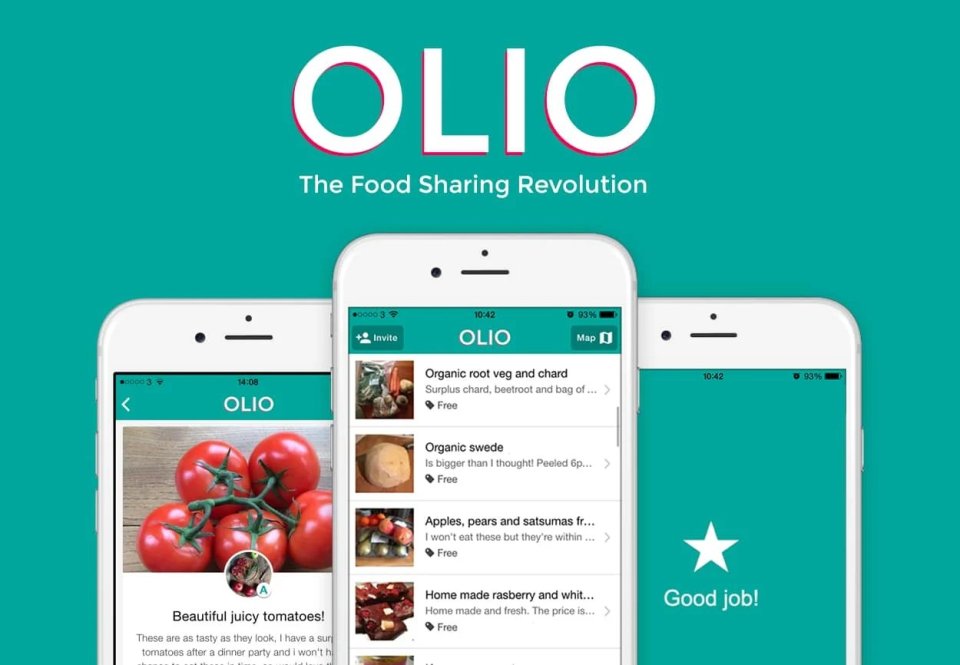 Download the Olio app to collect leftover food and drink