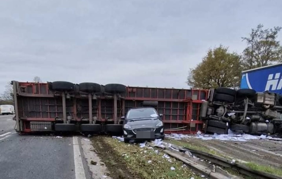 The driver of a lorry was tragically killed after it overturned on the M6