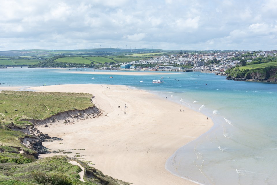 The lively coastal town of Padstow, viewed across Camel estuary