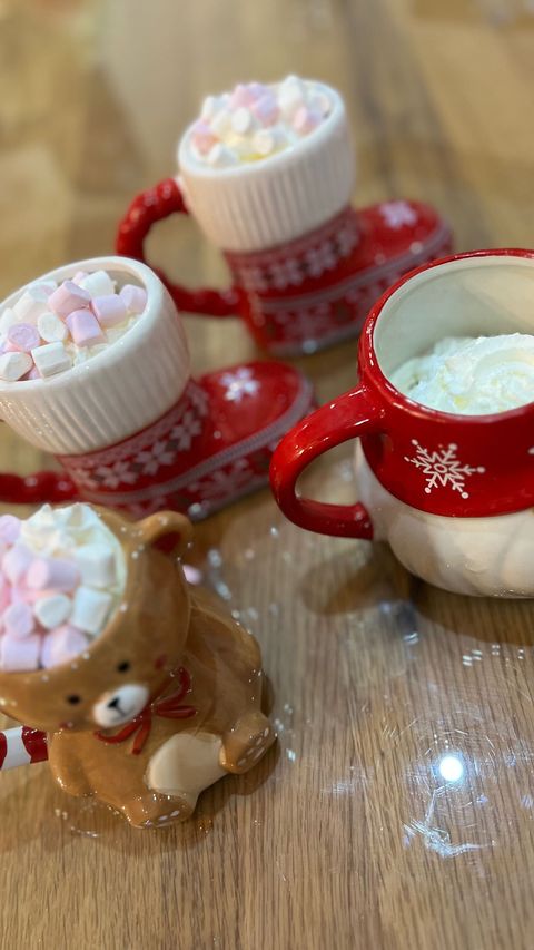 Paris also treated them to hot chocolates topped with cream and marshmallows - with the mugs also from Primark