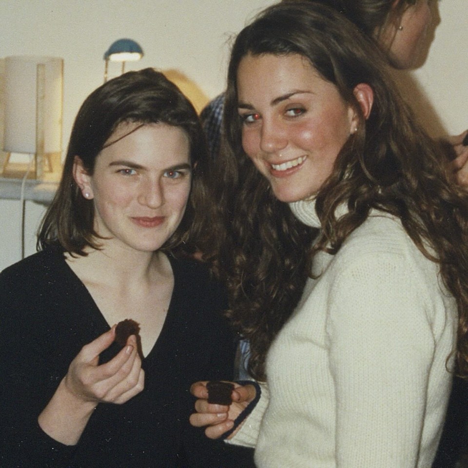 Kate, 42, with American singer Laura Warshauer at a flat party on Hope Street at St Andrew's University