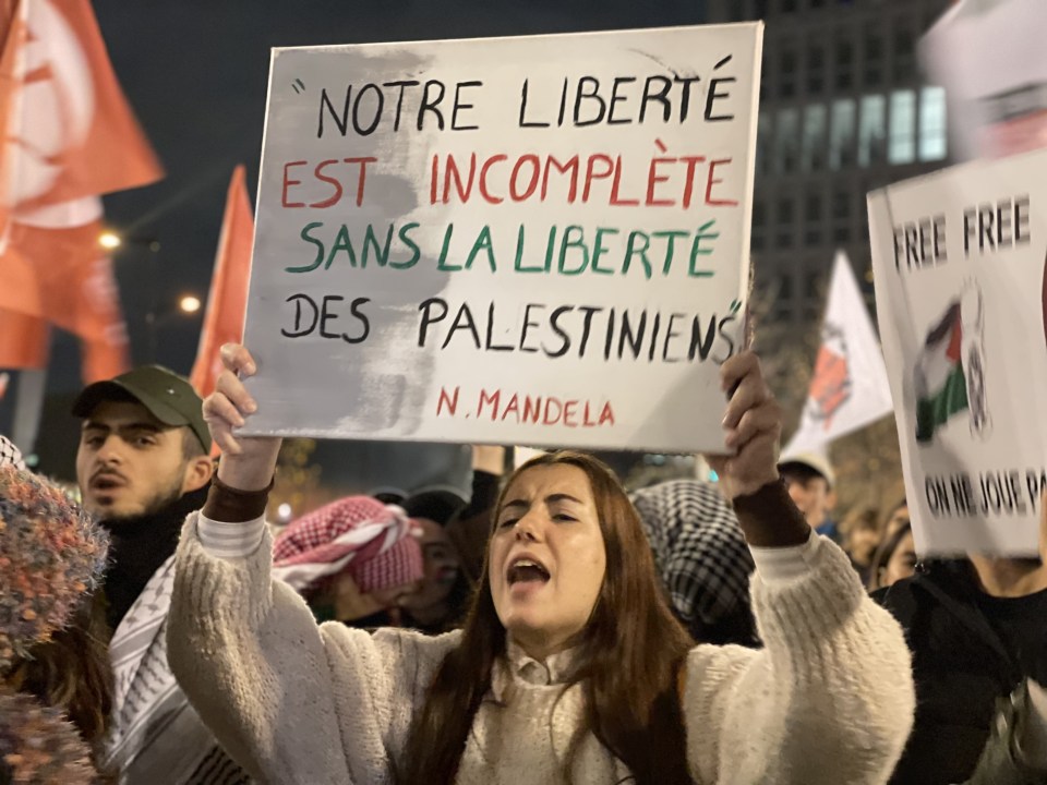 Pro-Palestinian protests were held outside of the stadium before and during the match