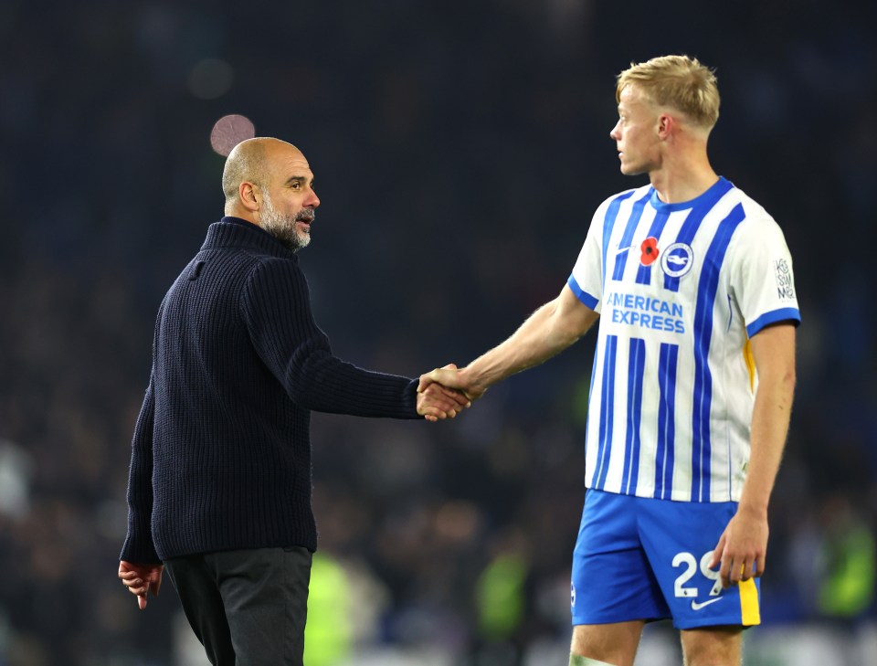 Pep Guardiola was involved in a heated exchange with Jan Paul van Hecke