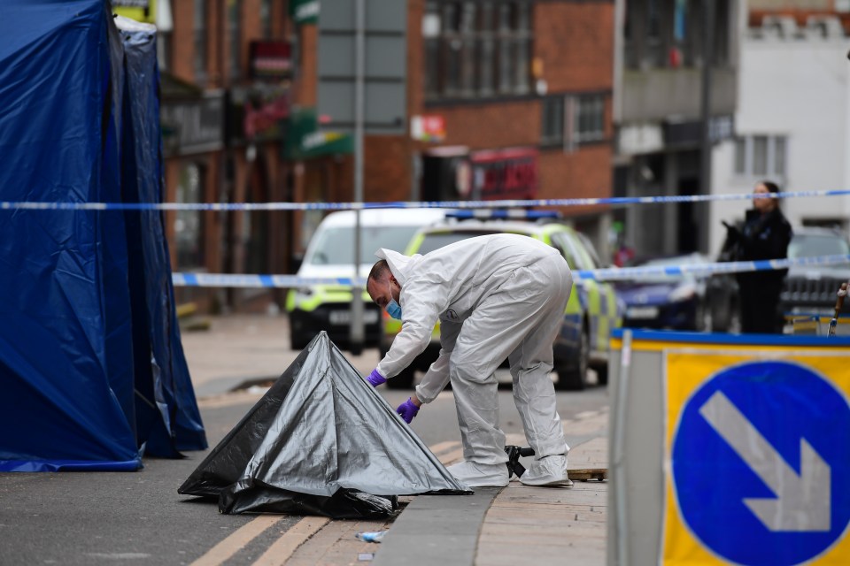 A crime scene was set up after the incident near the Stoke city centre