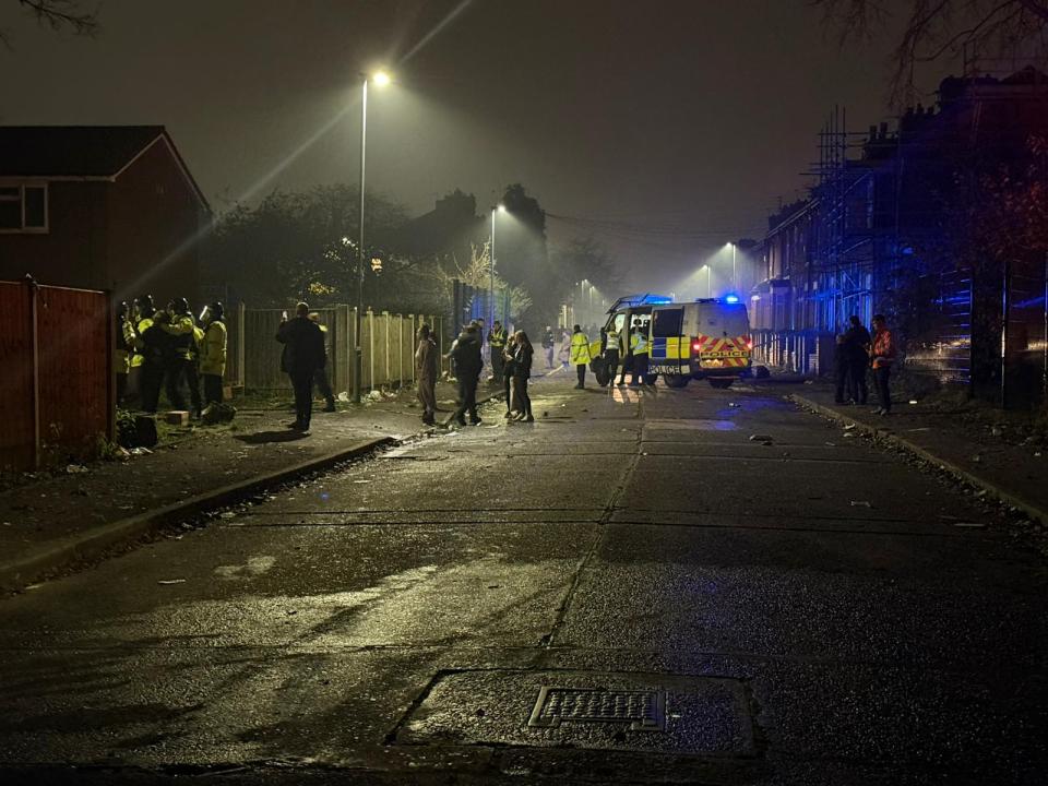 The scene in east Manchester last night