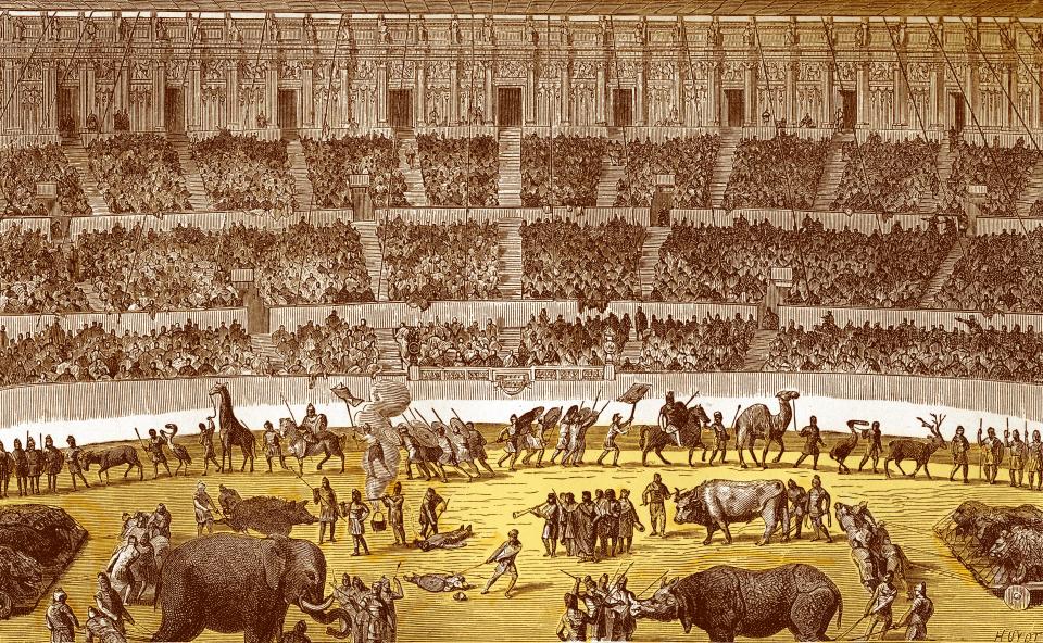 Early images of the Colosseum show the exotic animals paraded in front of crowds