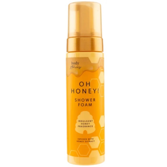 a yellow bottle of oh honey shower foam