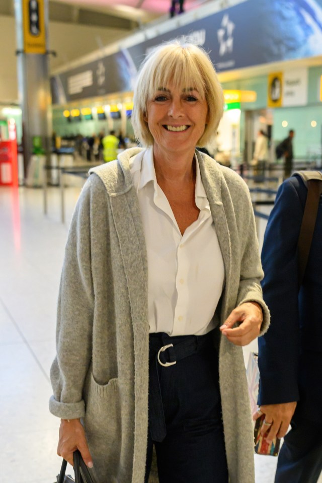 Jane Moore was spotted flying out of Heathrow to join the I'm A Celeb cast