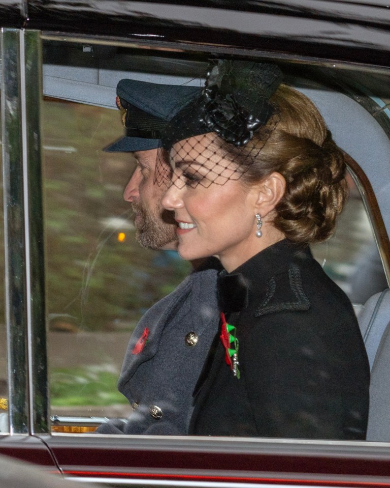 Princess Kate arriving at the Remembrance Sunday service with Prince William