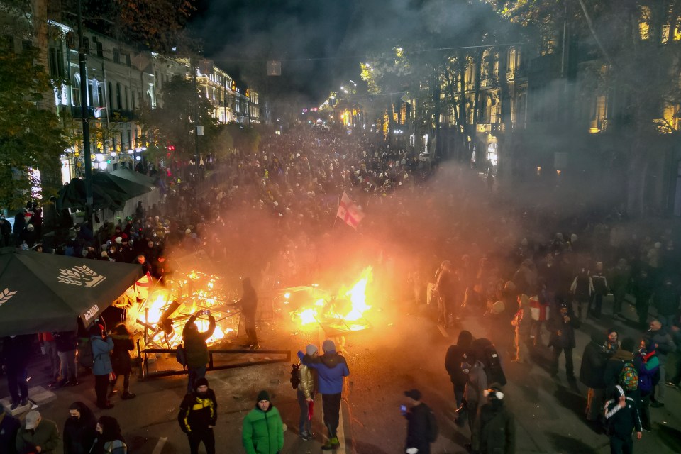 Protesters clashed with police in Tiblisi, Georgia