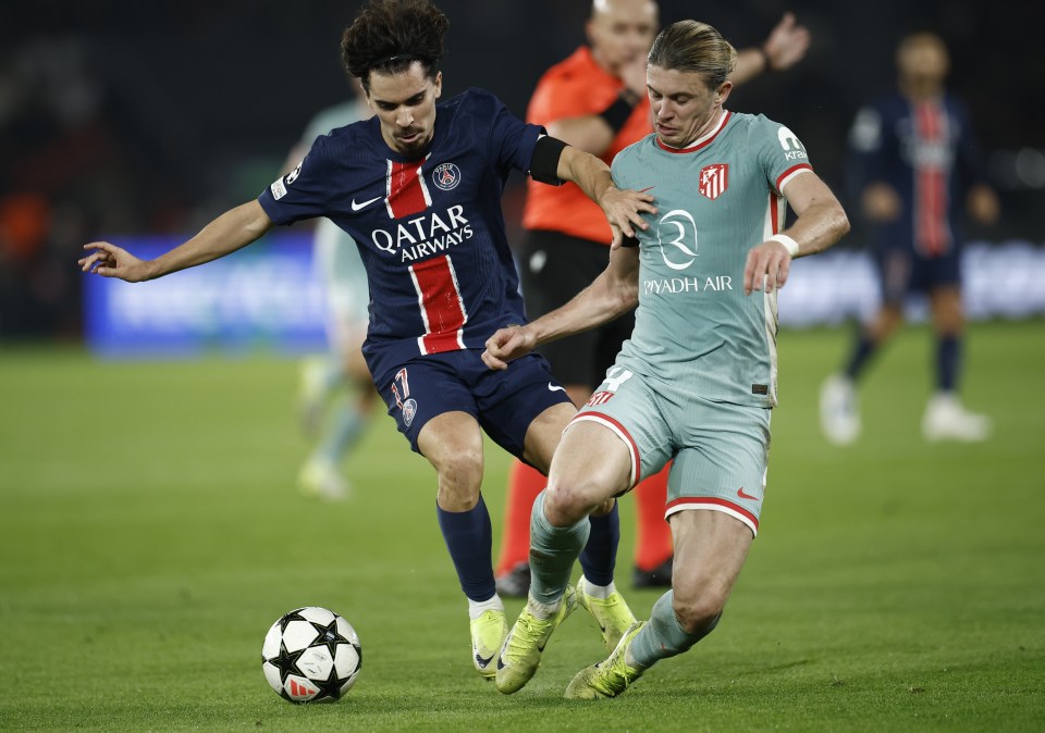 Gallagher played a key role as Atletico beat PSG in the Champions League