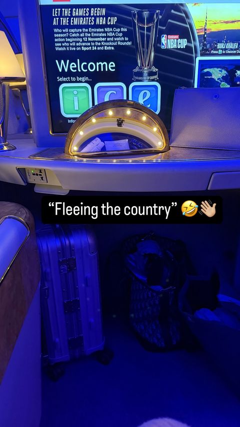 Becky posted from her seat on the plane