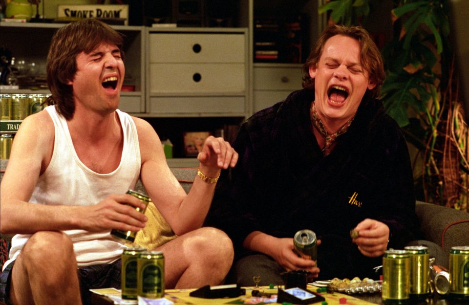 A still from Men Behaving Badly starring Martin Clunes and Neil Morrissey (left)