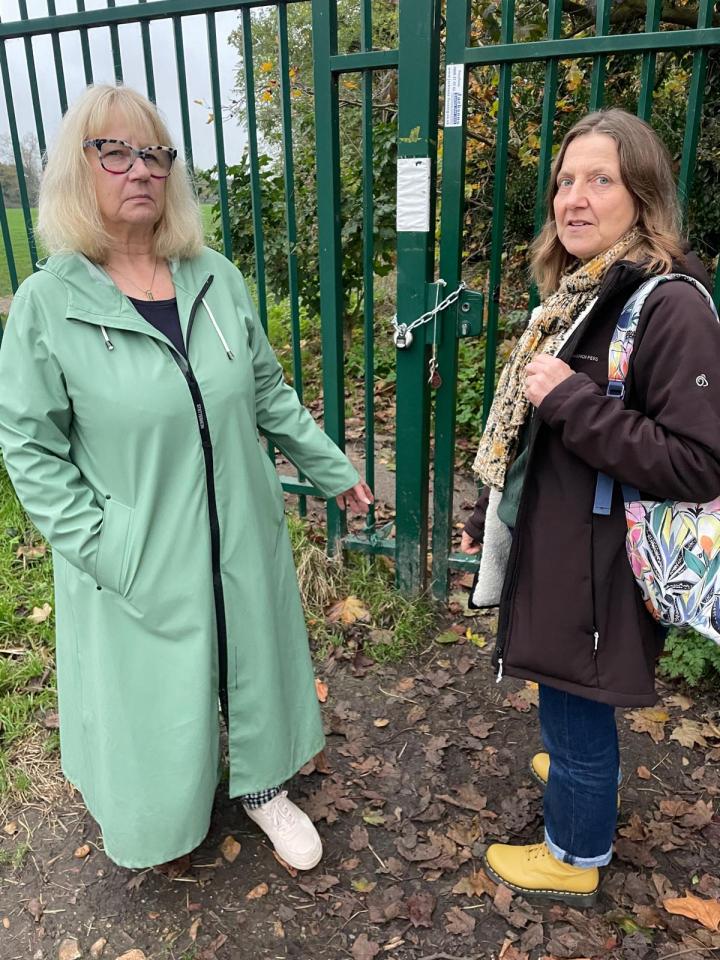 Cllr Clare Turnbull with Sally Turner are fighting to keep the field open