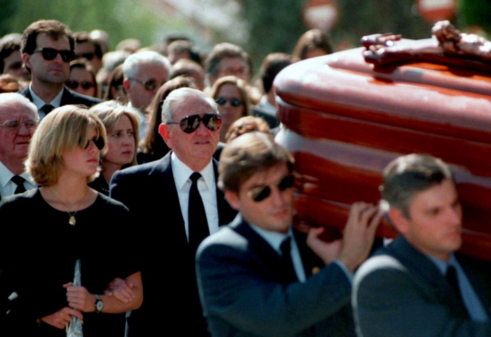 Sandra, Anabel's sister and Jose, her father, at the funeral in 1995