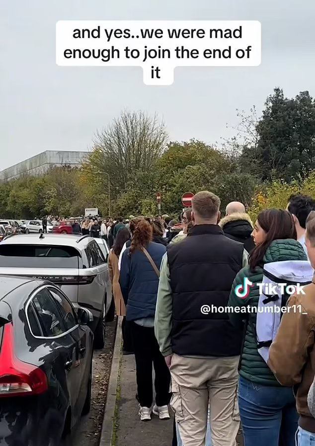 Hordes of people queued to get into the Le Creuset warehouse sale