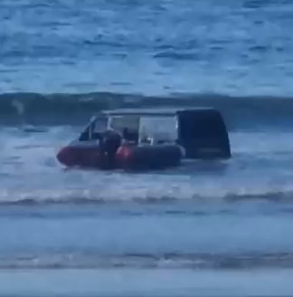 The vehicle was stuck in the water overnight