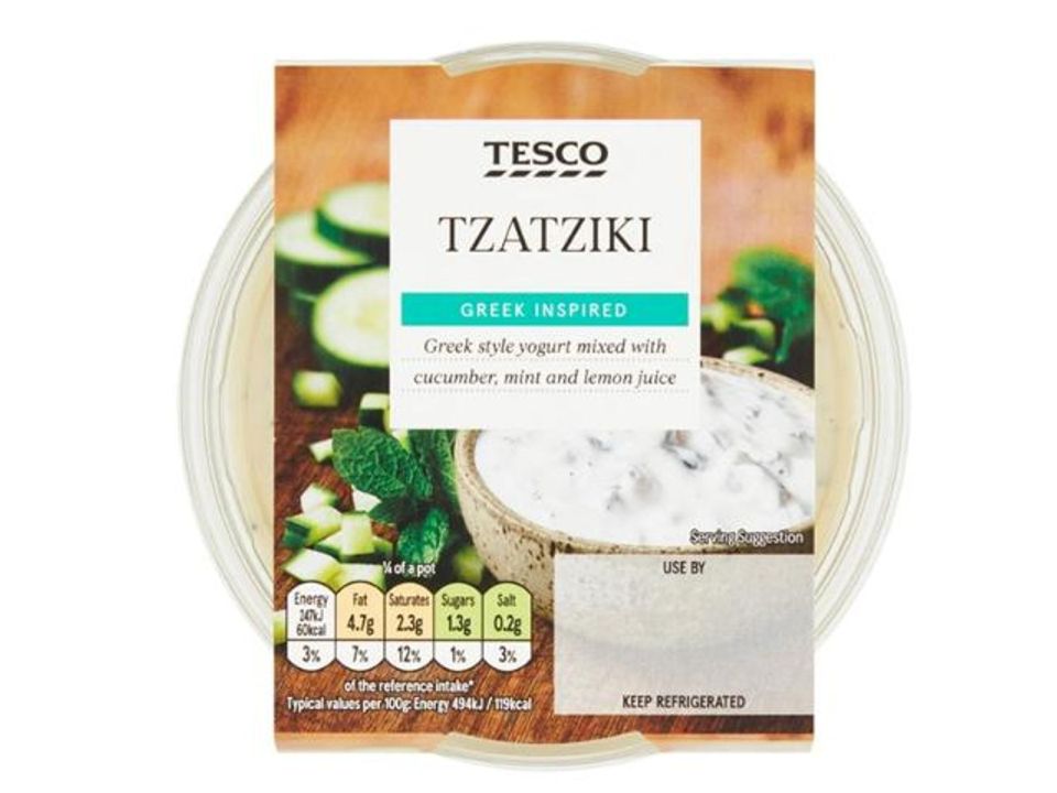 tesco tzatziki greek inspired yogurt mixed with cucumber mint and lemon juice