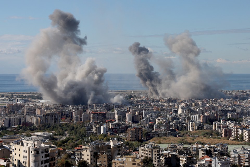 Smoke rises from the site of the Israeli airstrikes on Beirut’s southern suburbs