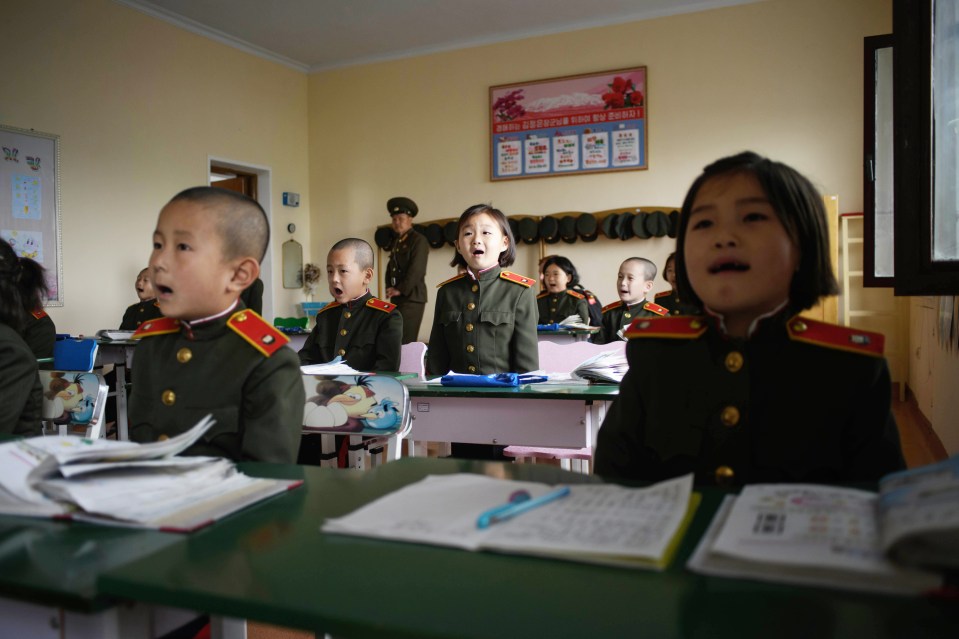 Students attend the Kang Pan Sok revolutionary school outside Pyongyang - set up by Kim II Sung