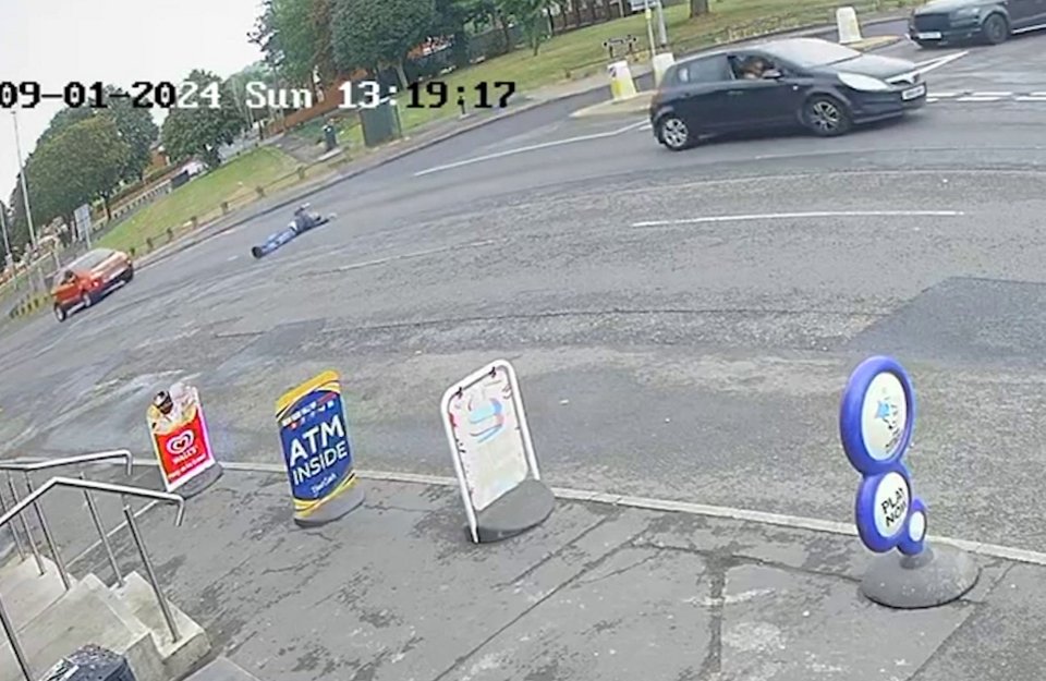 The robbery took place in Castleford, West Yorkshire, with the black Vauxhall Corsa later spotted on camera