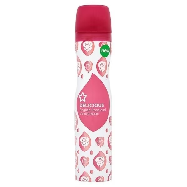 a bottle of delicious english rose and vanilla bean deodorant