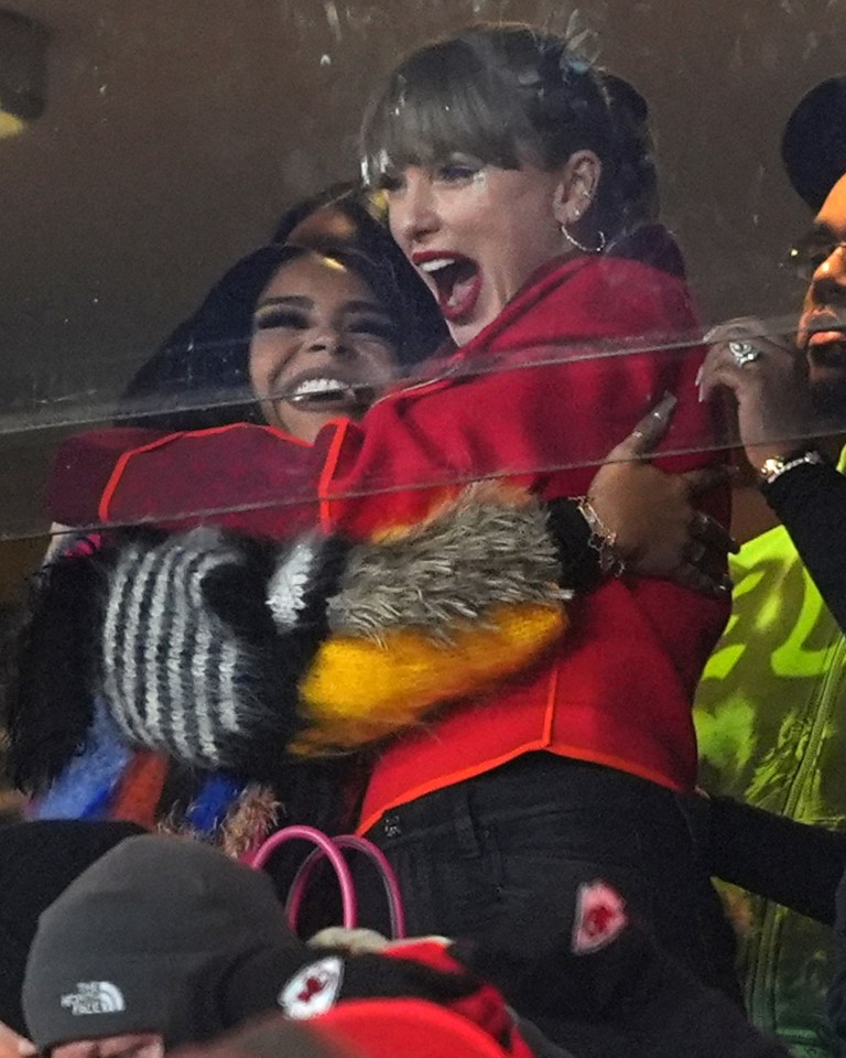 Taylor cheered on the Chiefs during Black Friday Football at the Arrowhead Stadium