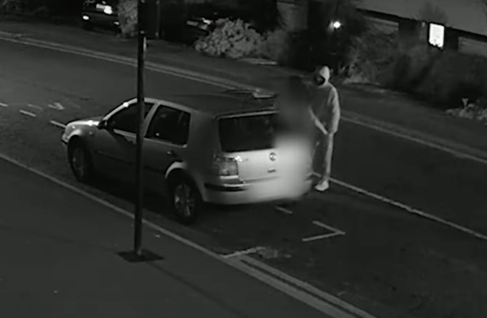 CCTV captured the moment the woman sat down in the back seat of the attacker's car