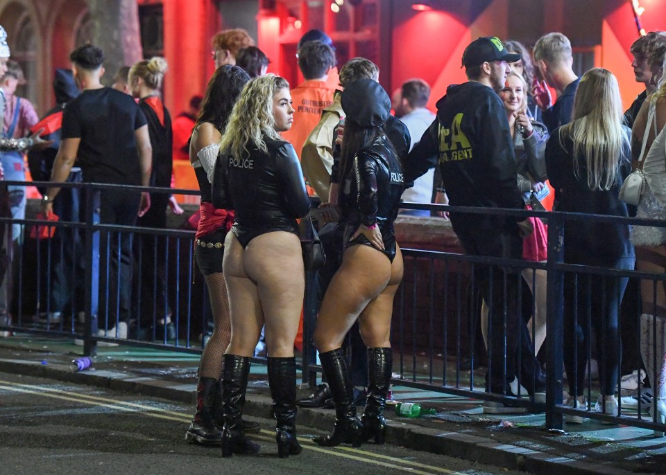 Girls dressed as sexy police officers in Portsmouth