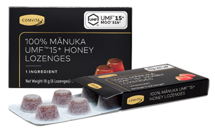 a box of 100 % manuka umf 15+ honey lozenges