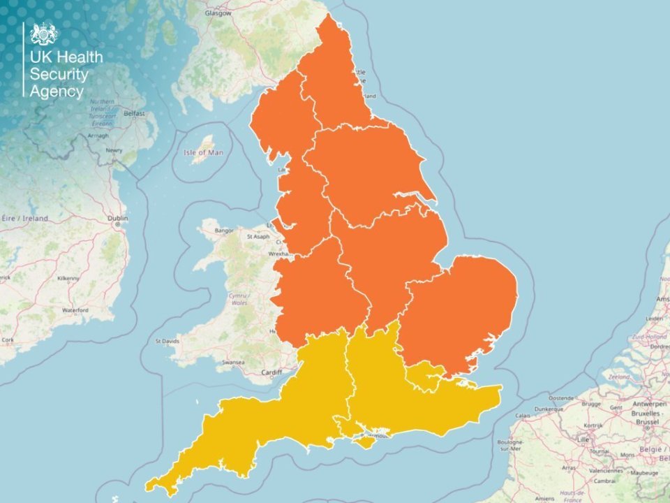 Amber and yellow cold weather health alerts have been issued across England