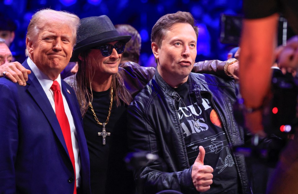 Donald Trump watches the UFC with Elon Musk and Kid Rock