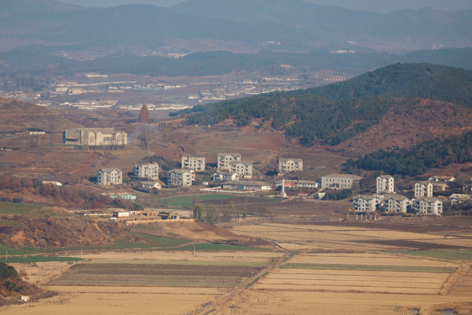 A view shows North Korea’s Kaepoong village