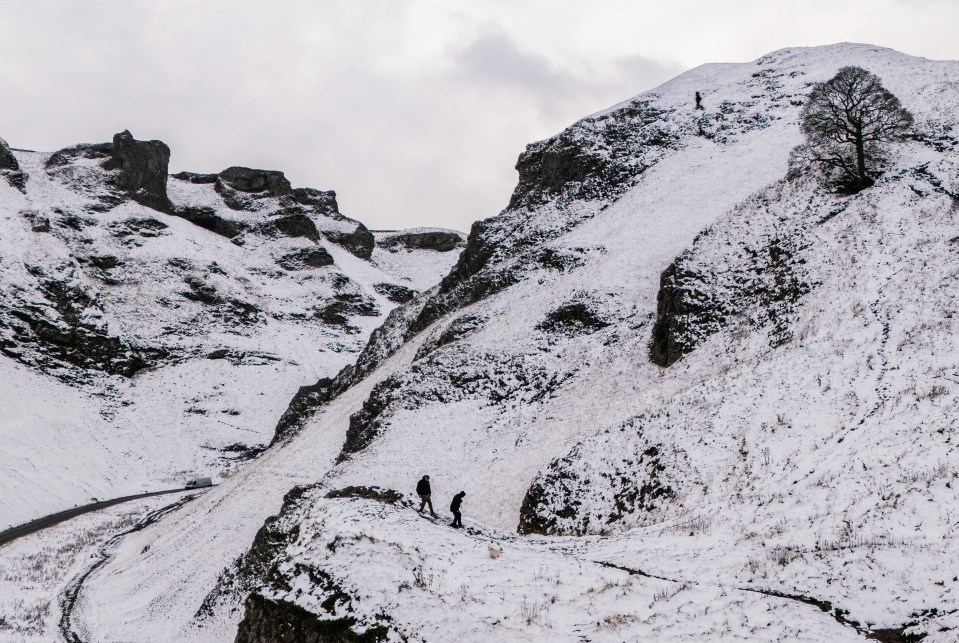 Walkers braved the Winnats Pass in the Peak District, Derbyshire