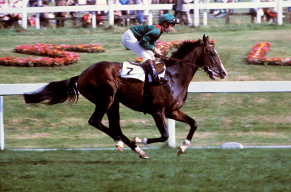 Walter Swinburn on Shergar in the St Leger Stakes at Doncaster