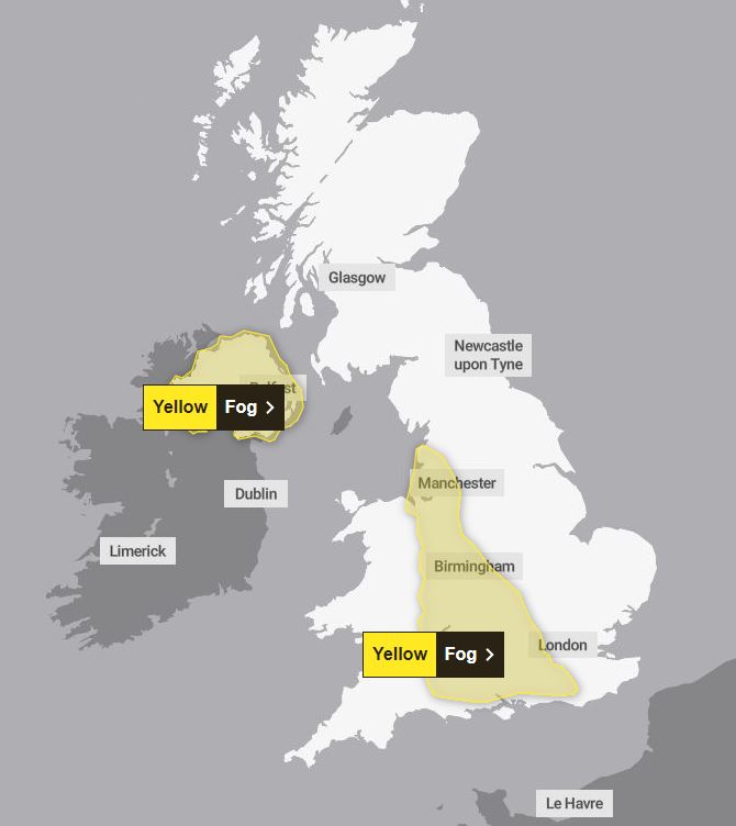 A map of the Met Office warnings