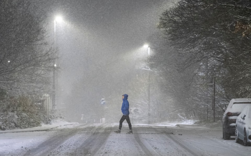 A woman was seen crossing in icy road near Huddersfield during the blast