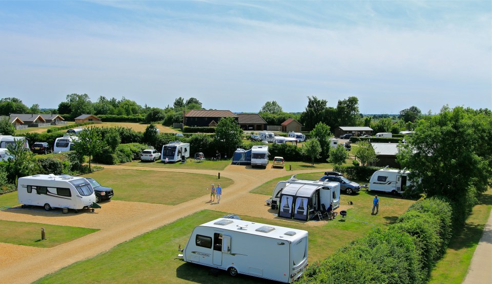 The campsite has spots for caravans