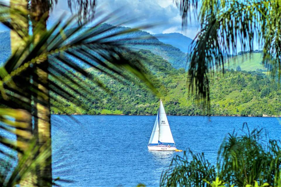 The view of the Brazilian coast from the island