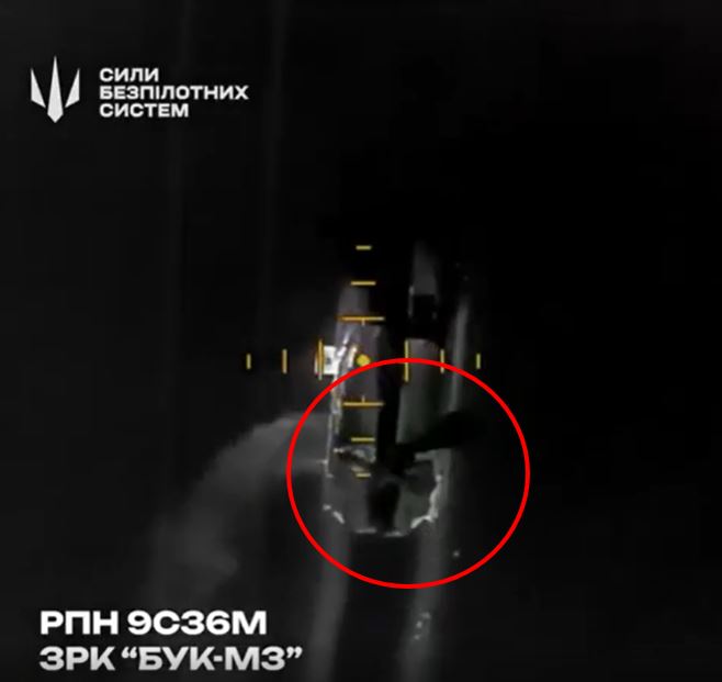 A second bomb can be seen dropping onto the Buk-M3 in the clip