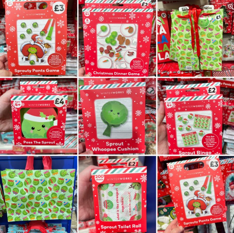 The Works is selling a range of festive 'sprout-themed' products