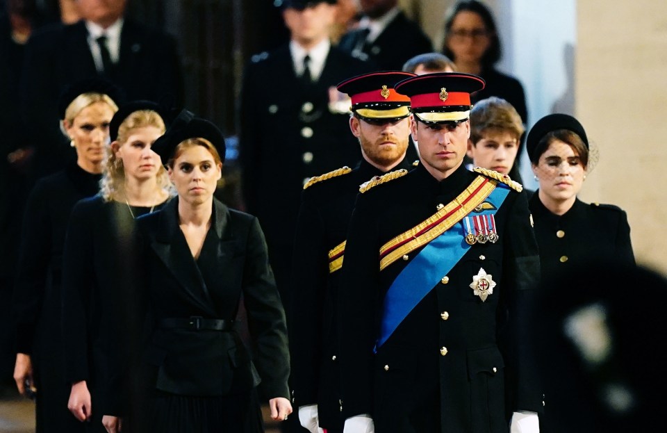 Queen Elizabeth II's grandchildren holding a vigil at Westminster Hall.