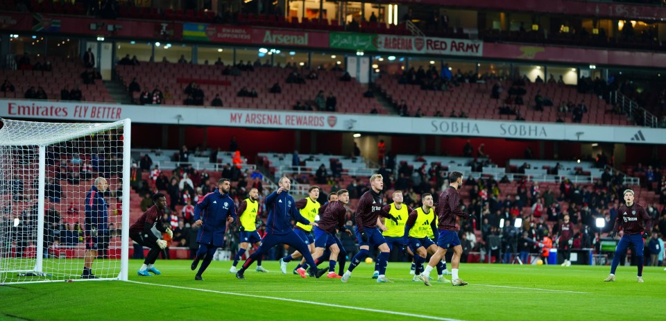 They were seen heading away corners during the warm-up at the Emirates