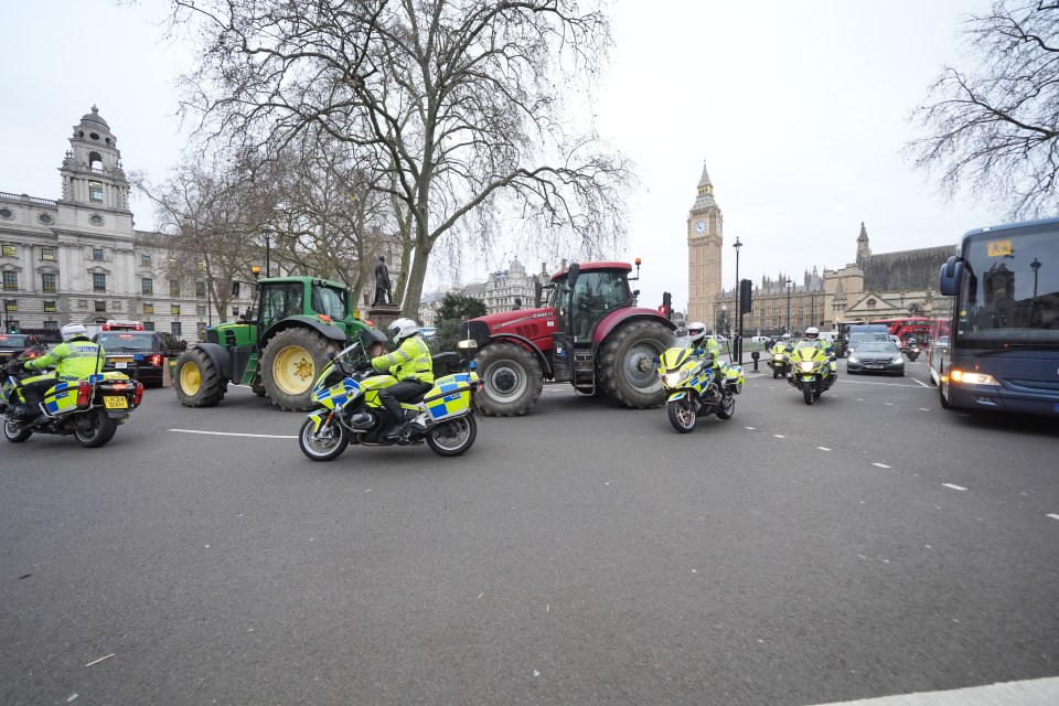 Police escort the protesters